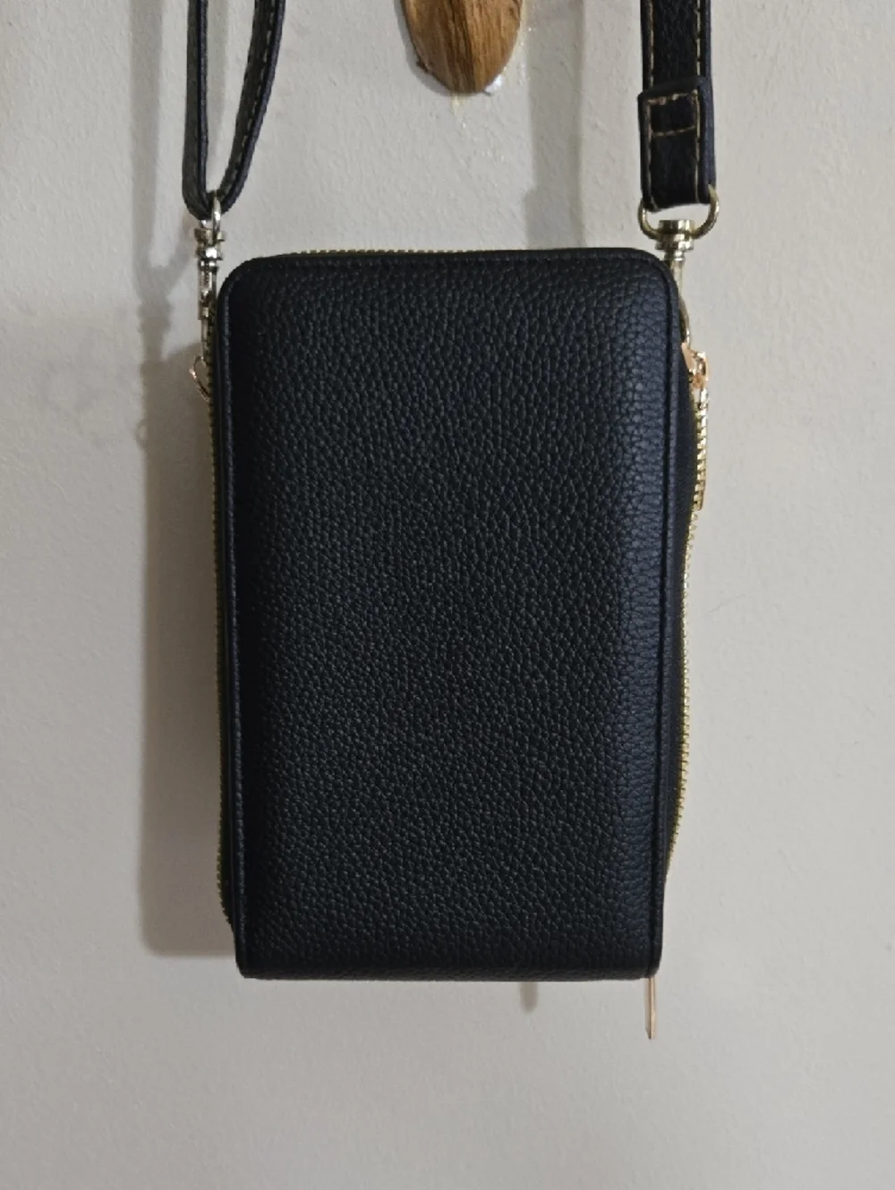Mingyou Black Crossbody Pebbled Faux Leather Phone Wallet Purse Multiple Pockets - Picture 6 of 12
